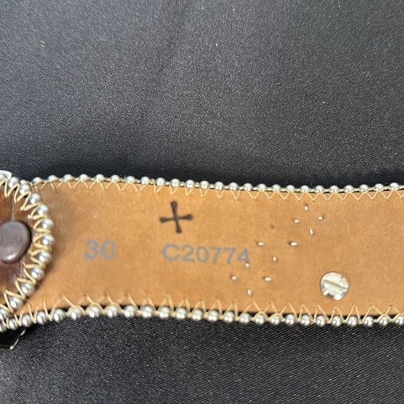 Justin for 125 Years Copper Brown Studded Rhinestones Embellished Buckle Belt - Picture 5 of 7